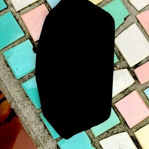 Vintage black satin clutch with gold chain and mini coin purse attached